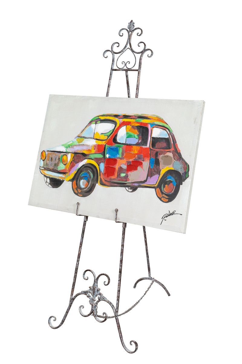 Biscottini Portaquadro in ferro battuto finitura ruggine anticata L53xPR96xH150 cm