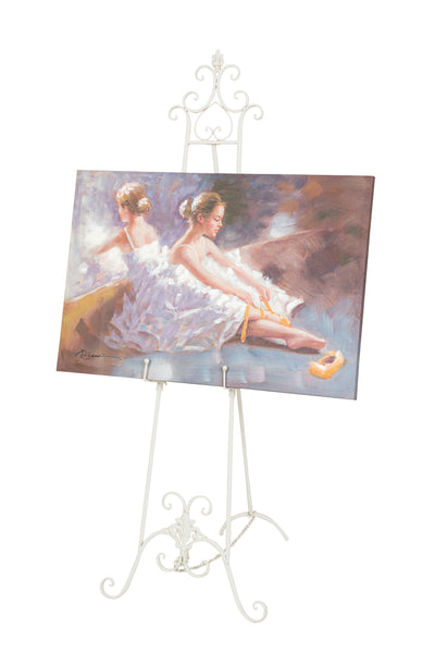 Biscottini Portaquadro in ferro battuto finitura bianca anticata L53xPR96xH150 cm Elegante