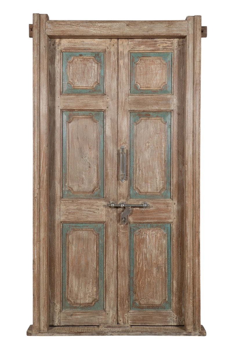 Biscottini Porta portone in legno massello e ferro da interno o da esterno vecchia e antica medievale con telaio