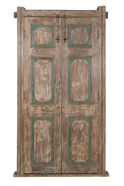 Biscottini Porta portone in legno massello e ferro da interno o da esterno vecchia e antica medievale con telaio