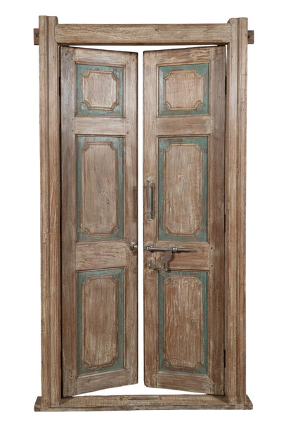 Biscottini Porta portone in legno massello e ferro da interno o da esterno vecchia e antica medievale con telaio