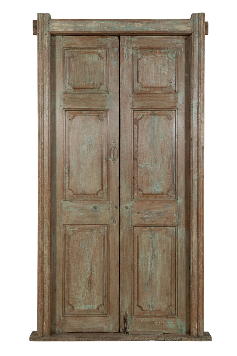 Biscottini Porta portone in legno massello e ferro da interno o da esterno vecchia e antica medievale con telaio