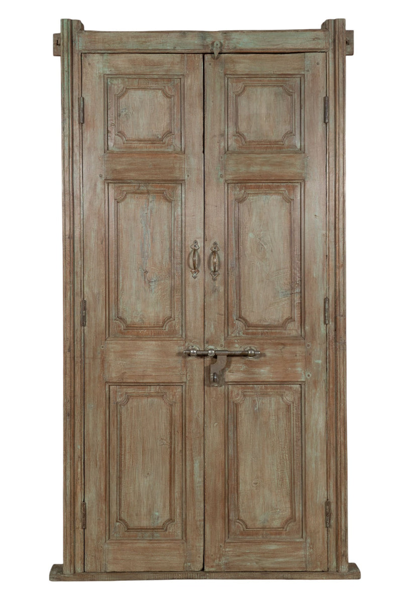 Biscottini Porta portone in legno massello e ferro da interno o da esterno vecchia e antica medievale con telaio