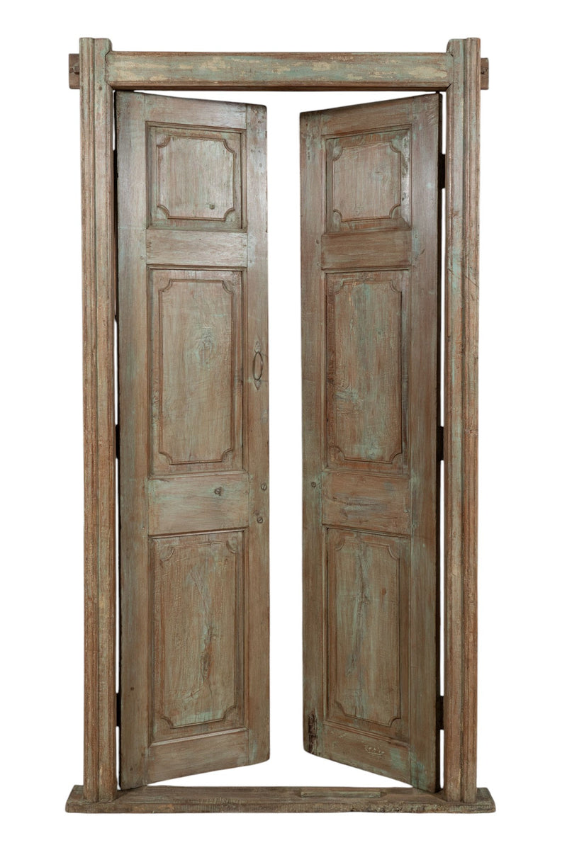 Biscottini Porta portone in legno massello e ferro da interno o da esterno vecchia e antica medievale con telaio