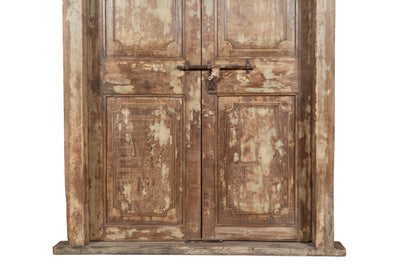 Biscottini Porta portone in legno massello e ferro da interno o da esterno vecchia e antica medievale con telaio