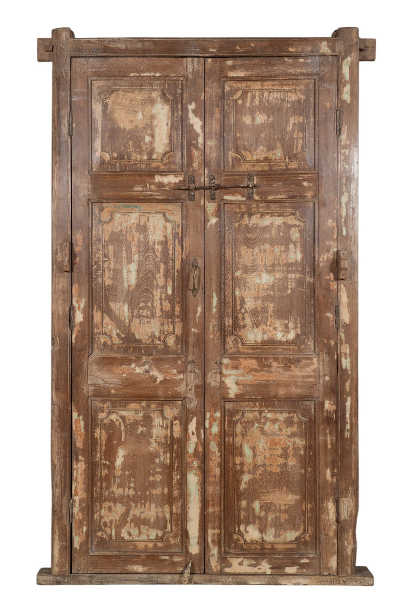 Biscottini Porta portone in legno massello e ferro da interno o da esterno vecchia e antica medievale con telaio