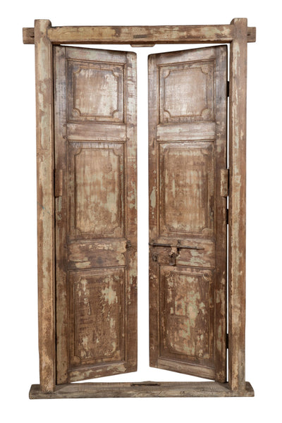 Biscottini Porta portone in legno massello e ferro da interno o da esterno vecchia e antica medievale con telaio