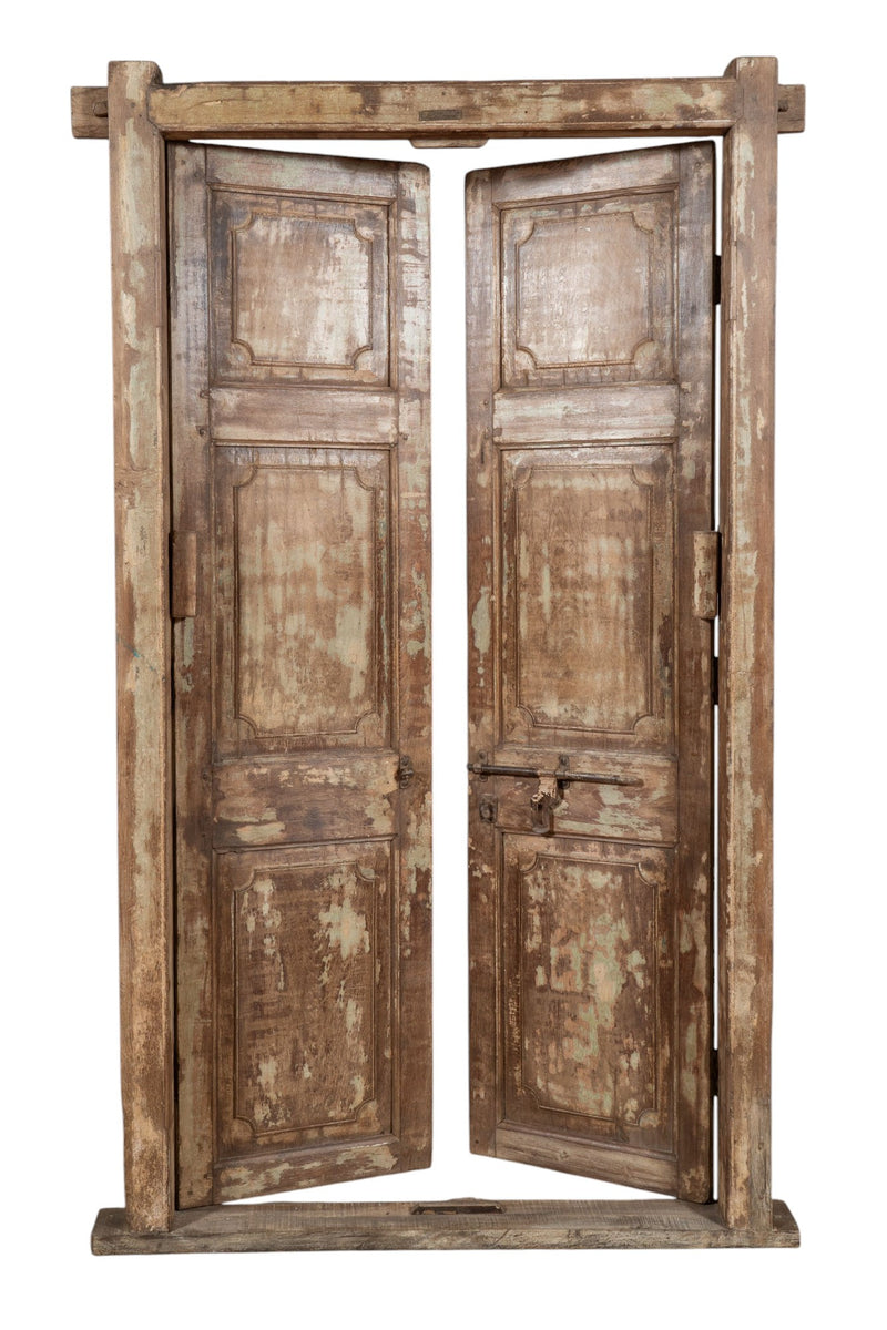 Biscottini Porta portone in legno massello e ferro da interno o da esterno vecchia e antica medievale con telaio