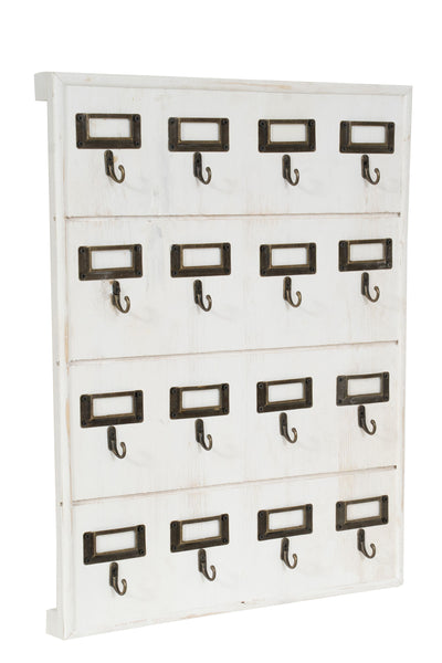 Biscottini Bacheca appendichiavi in legno finitura bianco anticato L37xPR4xH47 cm Offerta