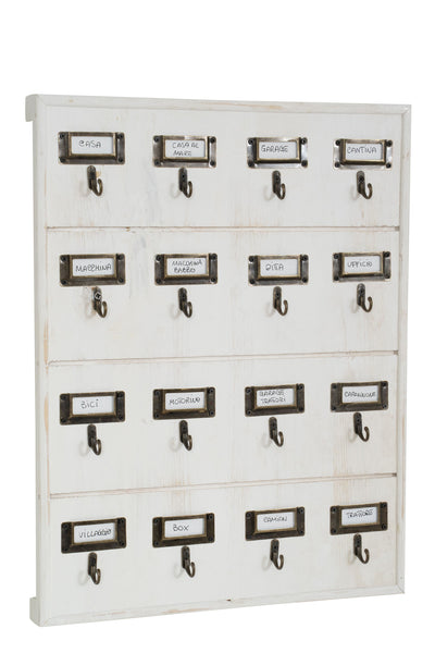 Biscottini Bacheca appendichiavi in legno finitura bianco anticato L37xPR4xH47 cm Offerta