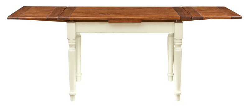 Biscottini Tavolo Country allungabile in legno massello struttura bianca anticata piano noce Made in Italy