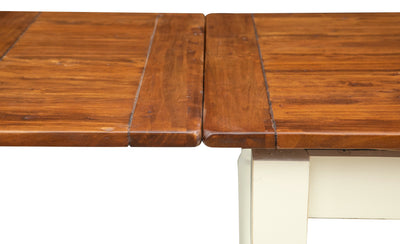 Biscottini Tavolo Country allungabile in legno massello struttura bianca anticata piano noce Made in Italy