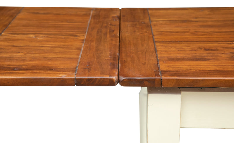 Biscottini Tavolo Country allungabile in legno massello struttura bianca anticata piano noce Made in Italy