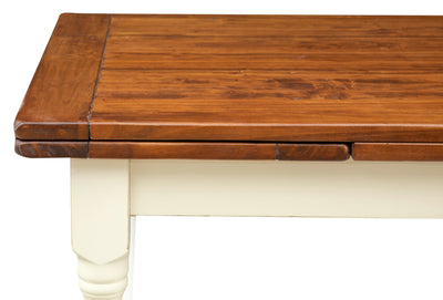 Biscottini Tavolo Country allungabile in legno massello struttura bianca anticata piano noce Made in Italy