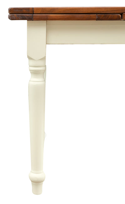 Biscottini Tavolo Country allungabile in legno massello struttura bianca anticata piano noce Made in Italy