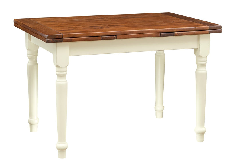 Biscottini Tavolo Country allungabile in legno massello struttura bianca anticata piano noce Made in Italy