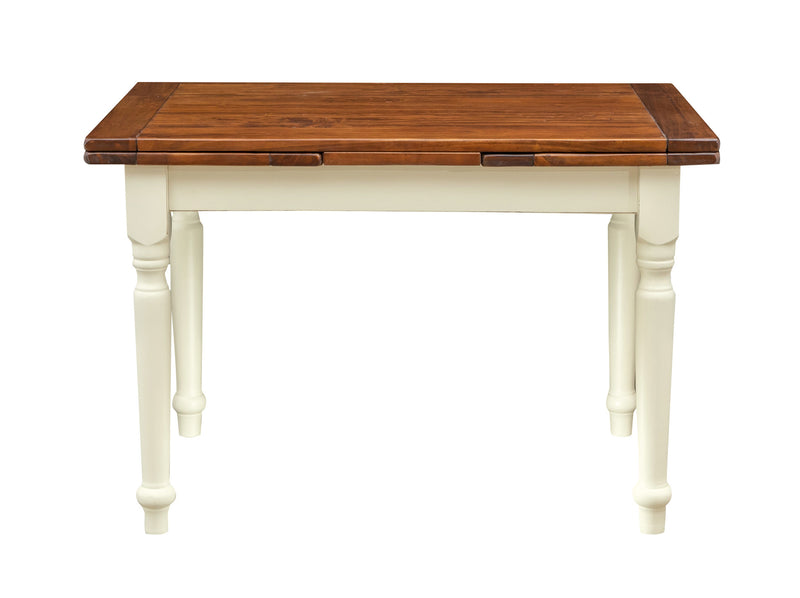 Biscottini Tavolo Country allungabile in legno massello struttura bianca anticata piano noce Made in Italy