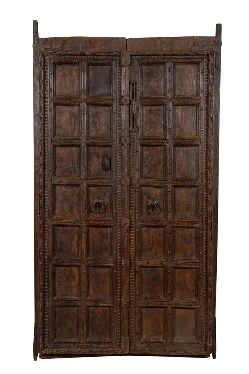 Biscottini Porta portone in legno massello e ferro da interno o da esterno vecchia e antica medievale