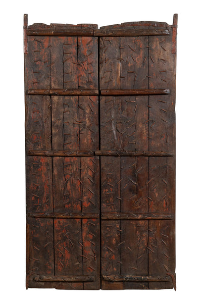 Biscottini Porta portone in legno massello e ferro da interno o da esterno vecchia e antica medievale