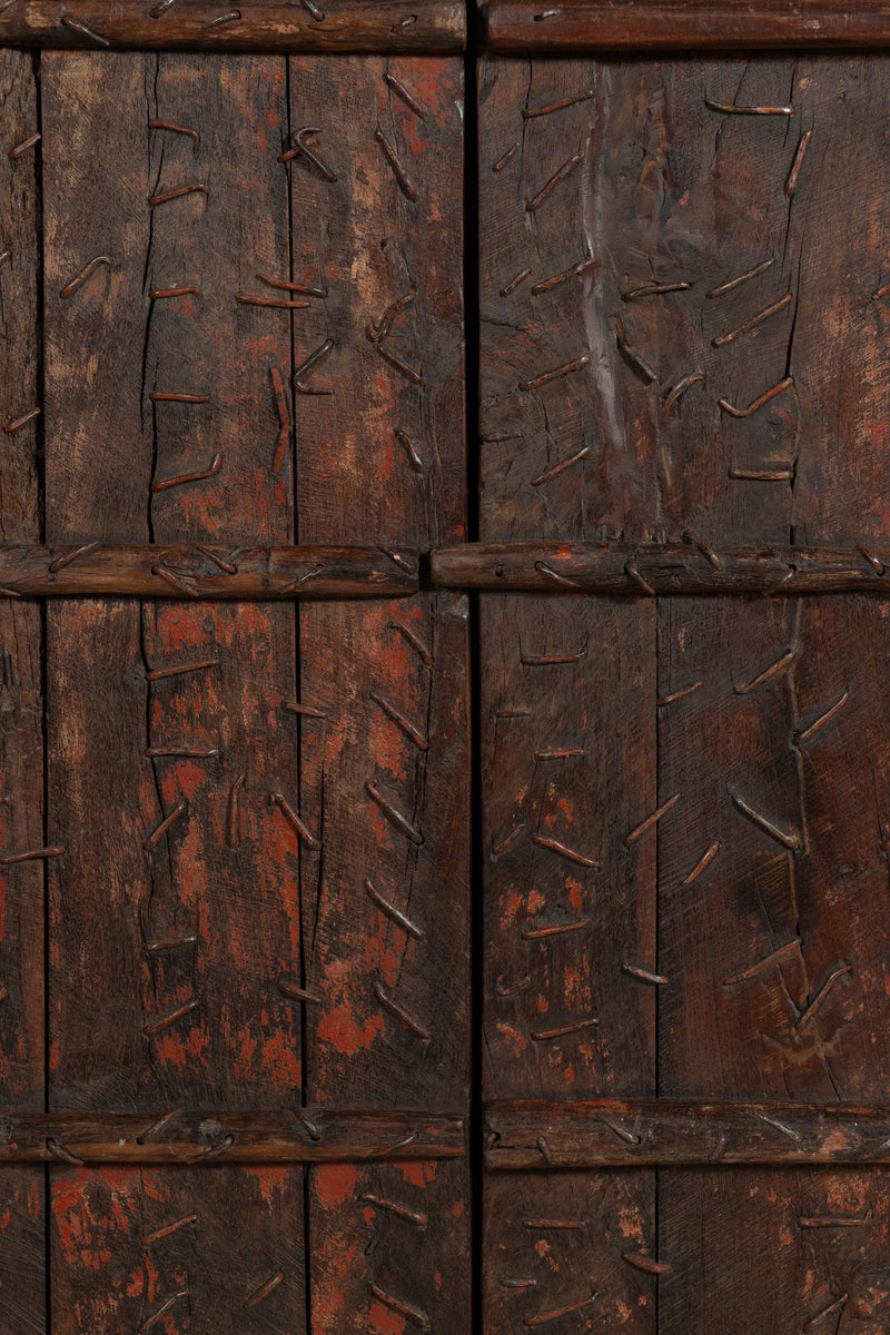 Biscottini Porta portone in legno massello e ferro da interno o da esterno vecchia e antica medievale