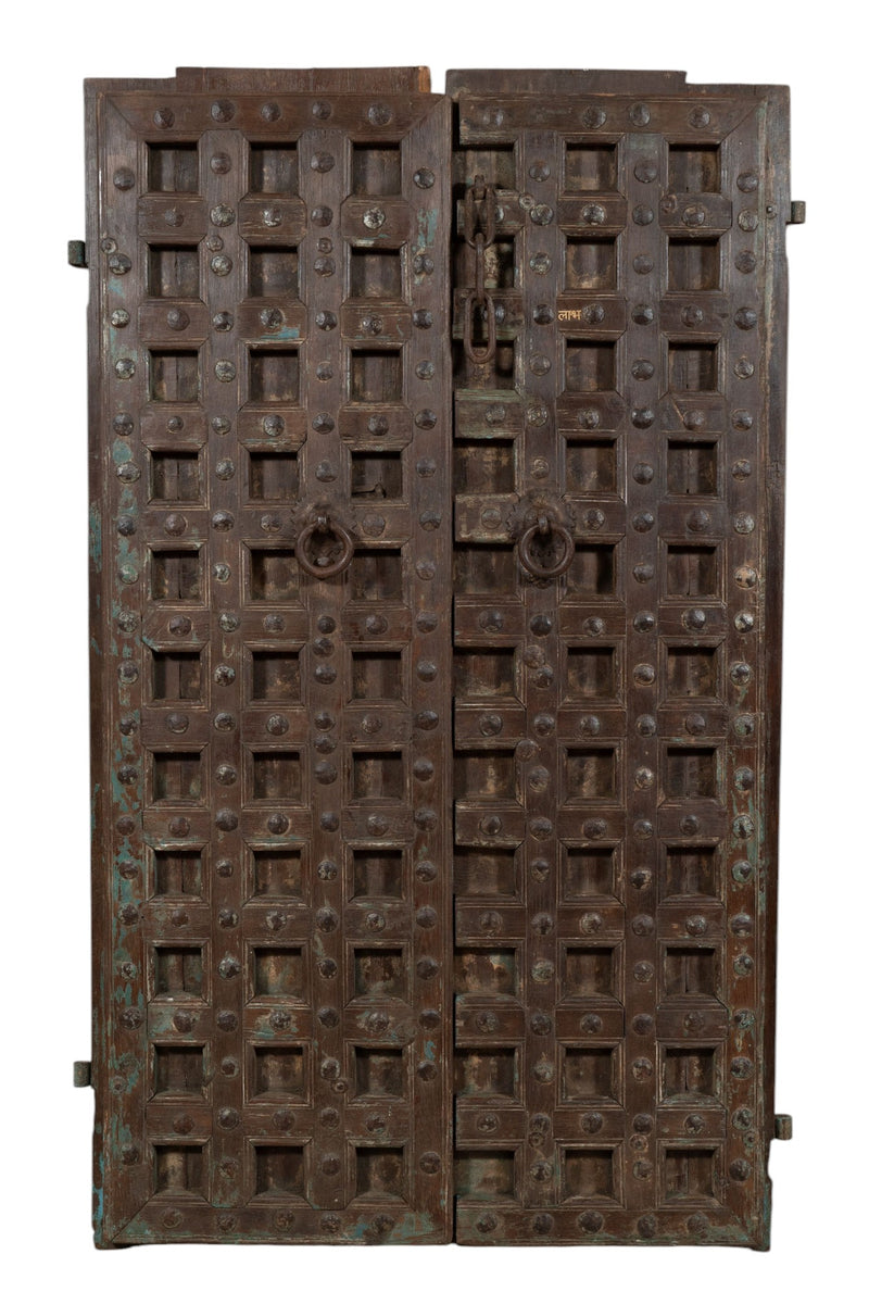 Biscottini Porta portone in legno massello e ferro da interno o da esterno vecchia e antica medievale