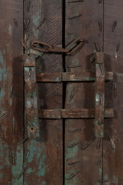 Biscottini Porta portone in legno massello e ferro da interno o da esterno vecchia e antica medievale