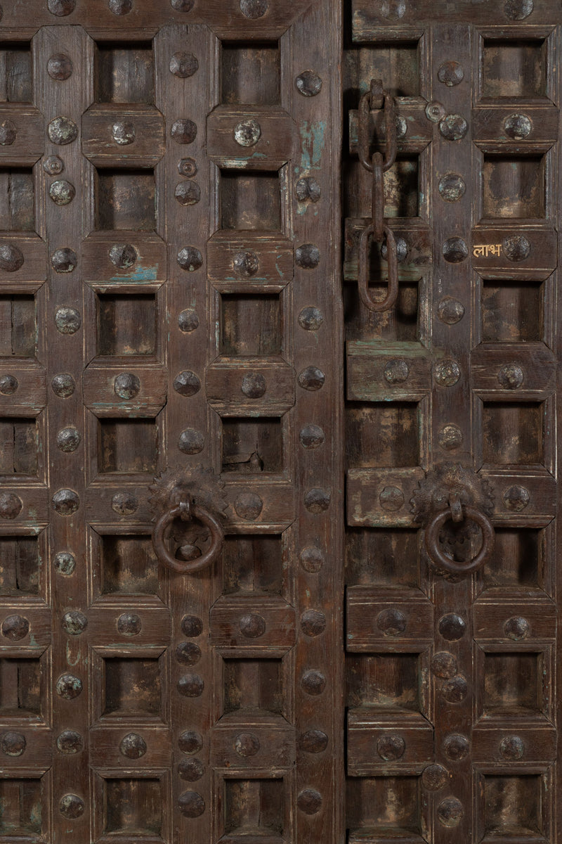 Biscottini Porta portone in legno massello e ferro da interno o da esterno vecchia e antica medievale