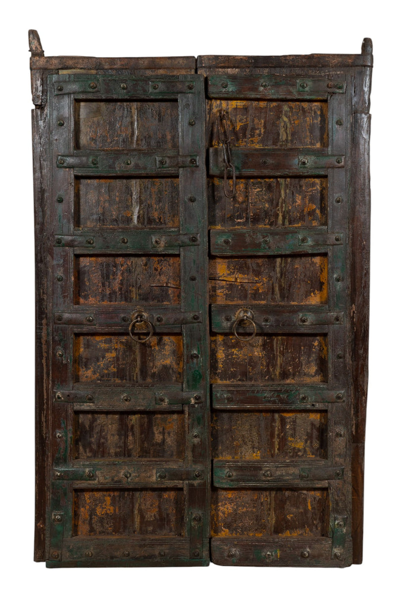 Biscottini Porta portone in legno massello e ferro da interno o da esterno vecchia e antica medievale