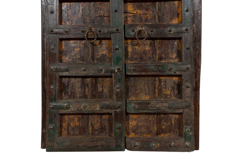 Biscottini Porta portone in legno massello e ferro da interno o da esterno vecchia e antica medievale