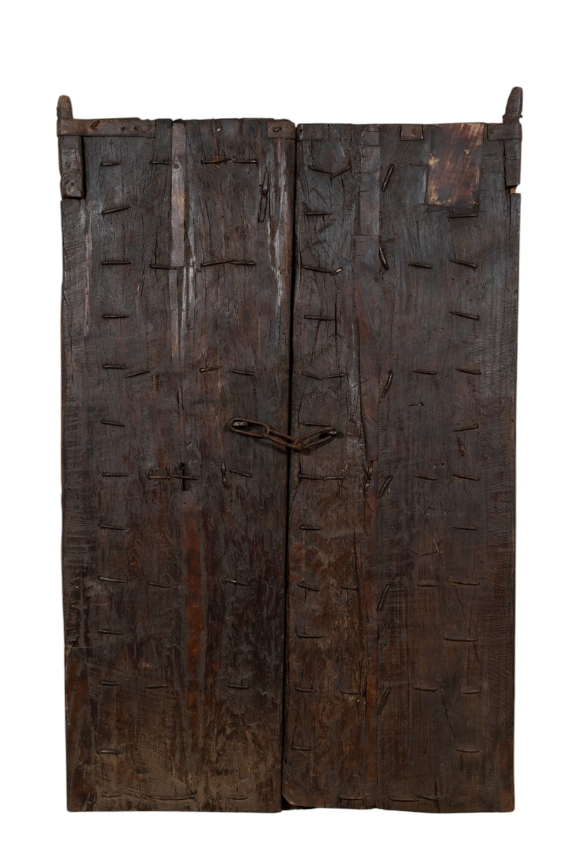 Biscottini Porta portone in legno massello e ferro da interno o da esterno vecchia e antica medievale