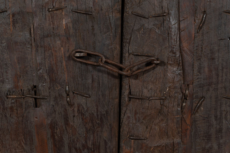Biscottini Porta portone in legno massello e ferro da interno o da esterno vecchia e antica medievale