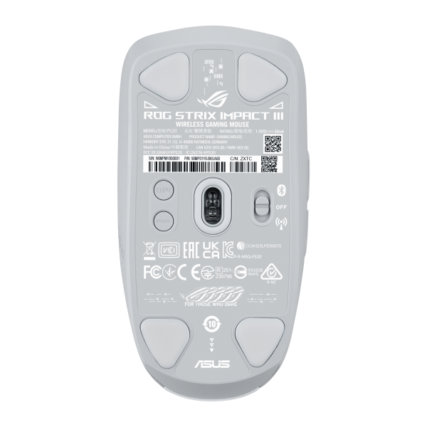 ASUS ROG Strix Impact III Wireless mouse Gaming Ambidestro RF senza fili + Bluetooth Ottico 36000 DPI