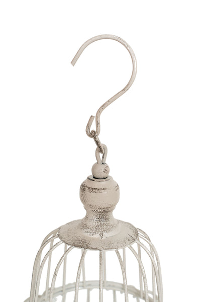 Biscottini Set tre gabbie da appoggio in ferro finitura bianca anticata dimensioni