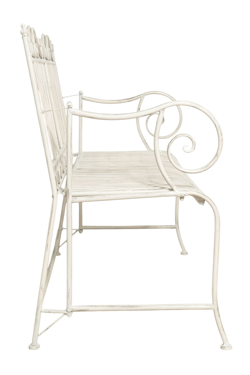 Biscottini Divanetto panchina in ferro finitura bianca anticata giardino realizzato