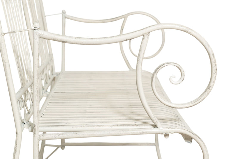 Biscottini Divanetto panchina in ferro finitura bianca anticata giardino realizzato