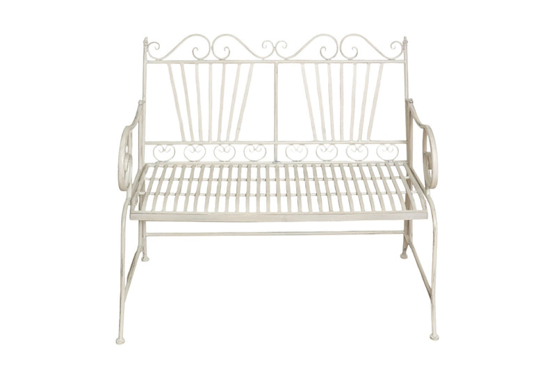 Biscottini Divanetto panchina in ferro finitura bianca anticata giardino realizzato