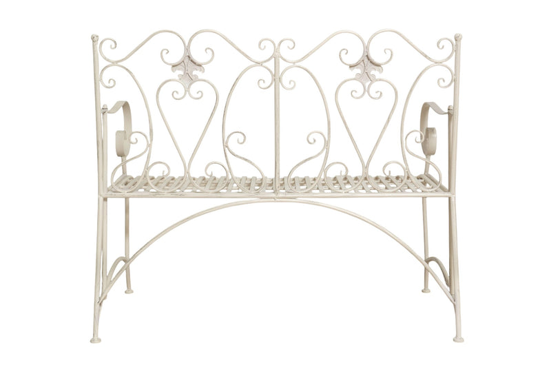 Biscottini Divanetto panchina in ferro finitura bianca anticata giardino realizzato