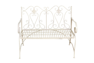 Biscottini Divanetto panchina in ferro finitura bianca anticata giardino realizzato