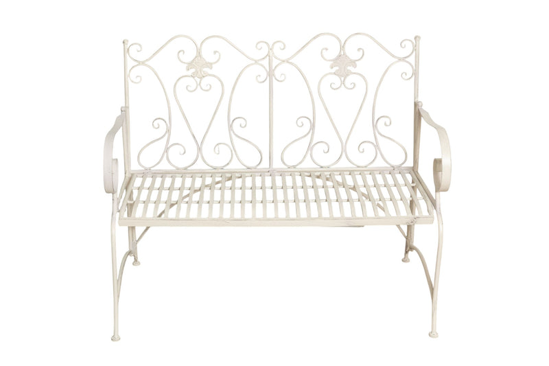Biscottini Divanetto panchina in ferro finitura bianca anticata giardino realizzato
