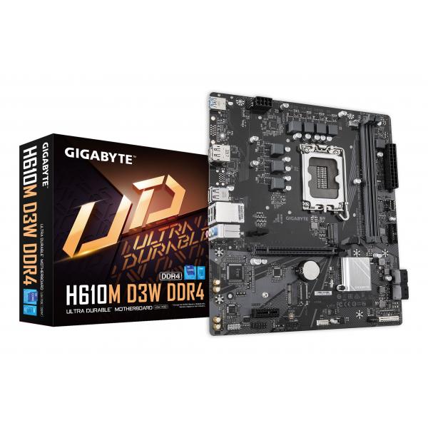 Gigabyte H610M D3W DDR4 - 1.0 - scheda madre - micro ATX - socket LGA1700 - chipset H610 - USB-C 3.2 Gen 1, USB 3.2 Gen 1 - Gigabit LAN - grafica integrata (CPU richiesta)