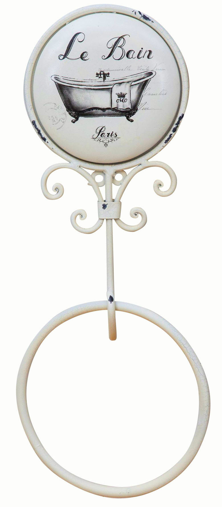 Biscottini Portasciugamani da muro "Le Bain" in ferro battuto finitura Shabby 16x9,5x37 cm