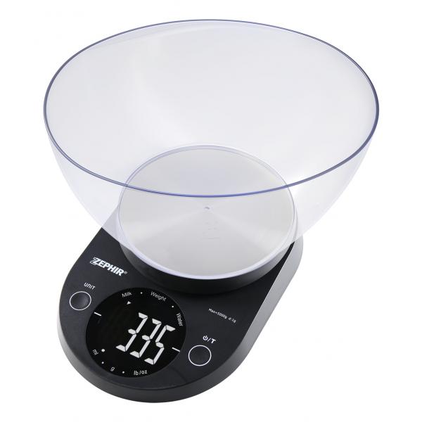 Zephir Bilancia Da Cucina Digitale Con Vassoio Xl 5kg Nero Zhs511