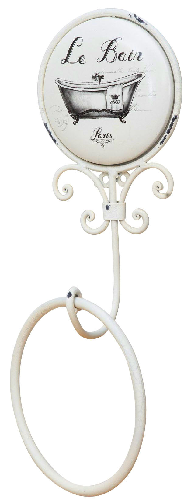 Biscottini Portasciugamani da muro "Le Bain" in ferro battuto finitura Shabby 16x9,5x37 cm