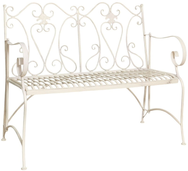 Biscottini Divanetto panchina in ferro finitura bianca anticata giardino realizzato