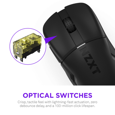 NZXT MS-101NB-01 mouse Gaming Mano destra RF Wireless Ottico 26000 DPI (NZXT LIFT ELITE W/L GAMING MOUSE BLACK)