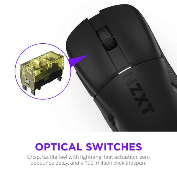 NZXT MS-101NB-01 mouse Gaming Mano destra RF Wireless Ottico 26000 DPI (NZXT LIFT ELITE W/L GAMING MOUSE BLACK)