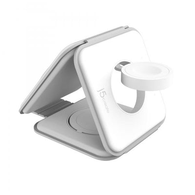 j5create JUPW3415 Cuffie, Smartphone, Orologio intelligente Bianco USB Carica wireless Ricarica rapida Interno (QI2 3-IN-1 MAGNETIC TRAVEL - WIRELESS CHARGING STATION)