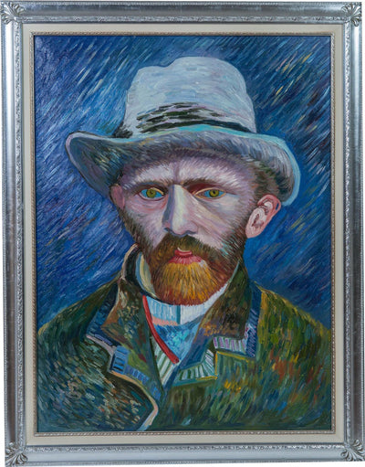 Biscottini Dipinto a mano olio su tela con cornice in legno finitura foglia argento