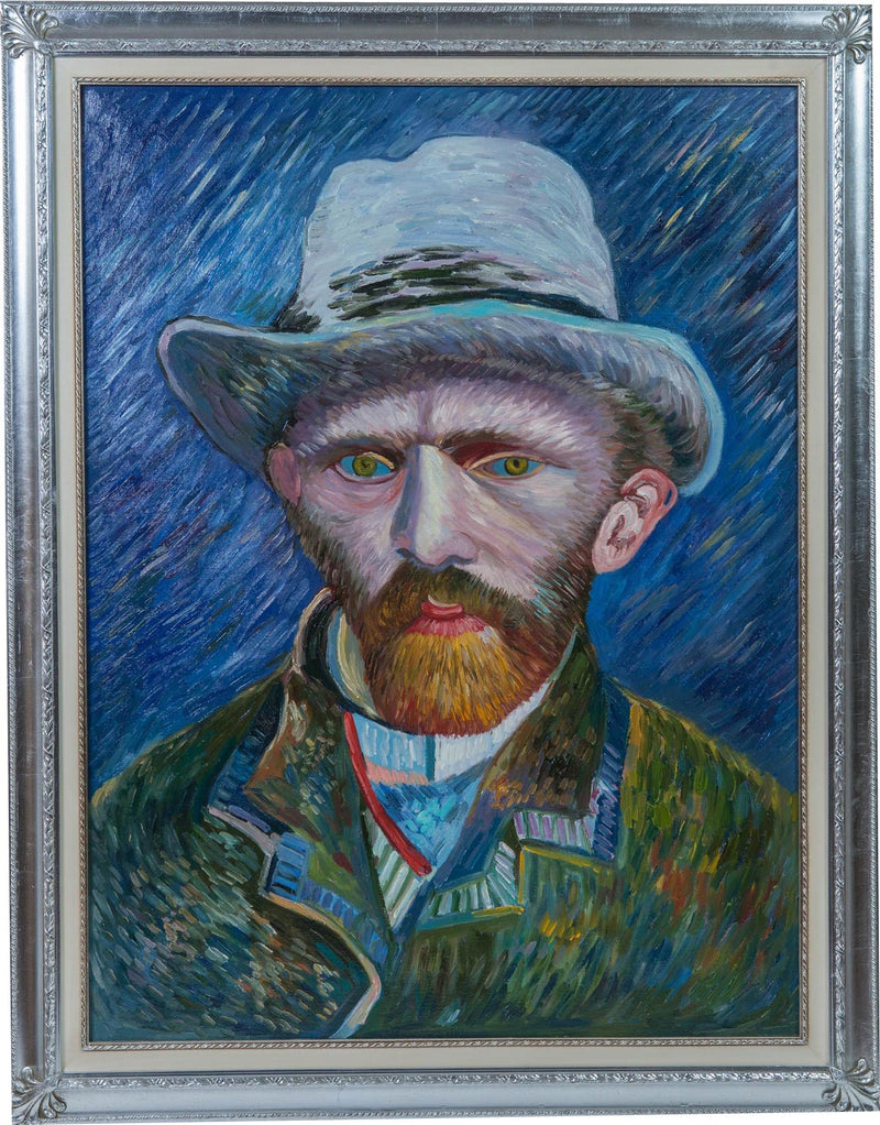 Biscottini Dipinto a mano olio su tela con cornice in legno finitura foglia argento