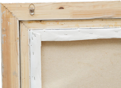 Biscottini Dipinto a mano olio su tela con cornice in legno finitura foglia argento 70x3x90 cm